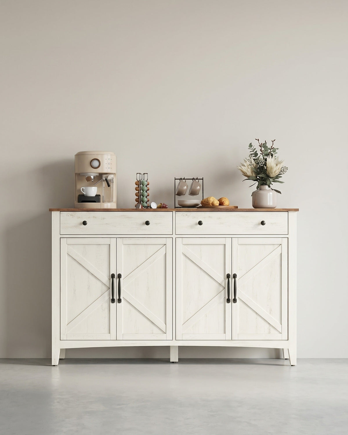 Sideboard mit Türen und Schublade - Landhausstil - Küchenschrank mit verstellbaren Regalen