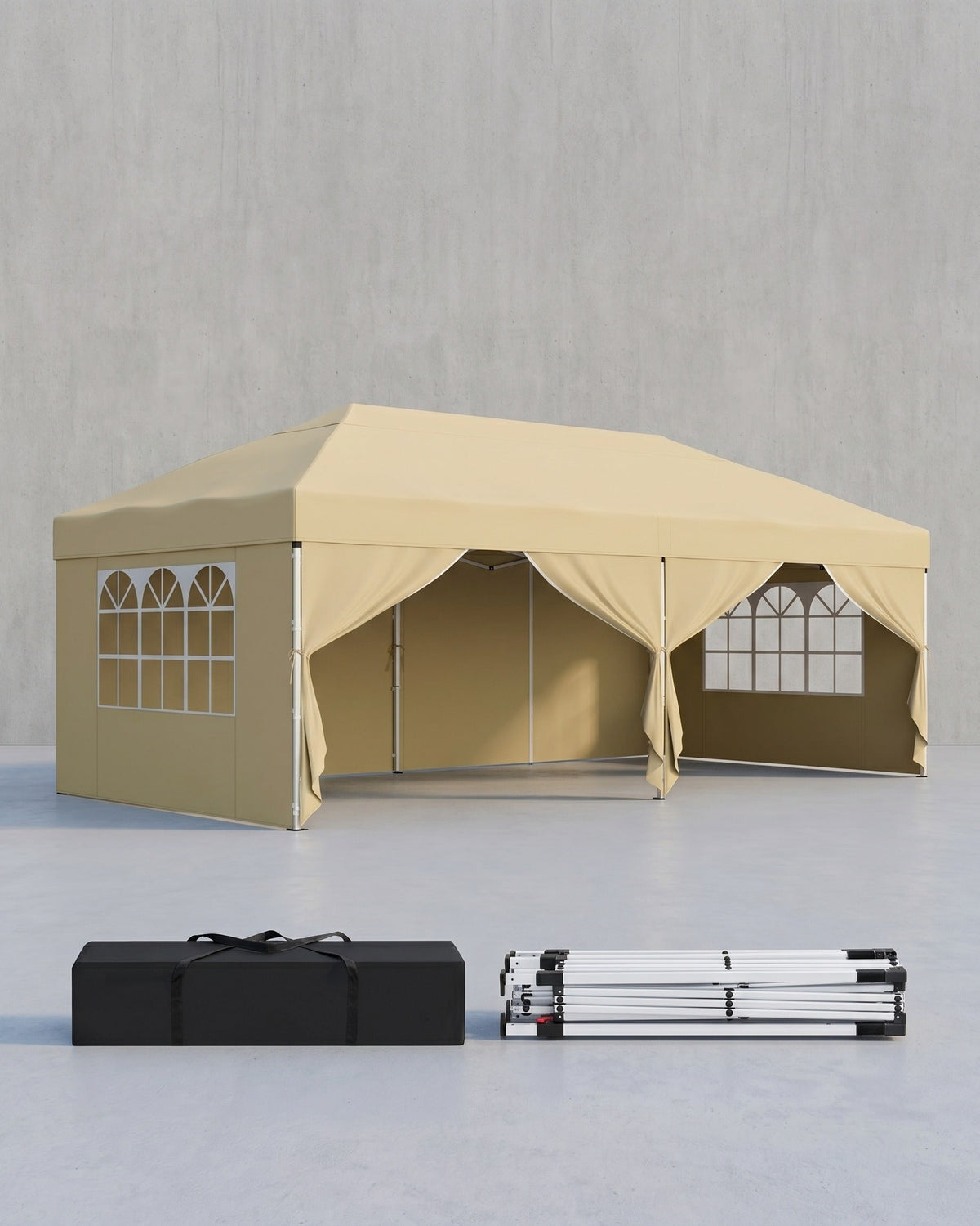 Partyzelt 3 x 6 m mit Seitenwänden – faltbarer Pavillon – Gartenpavillon – Sonnenschutz – leicht und regendicht – tragbar