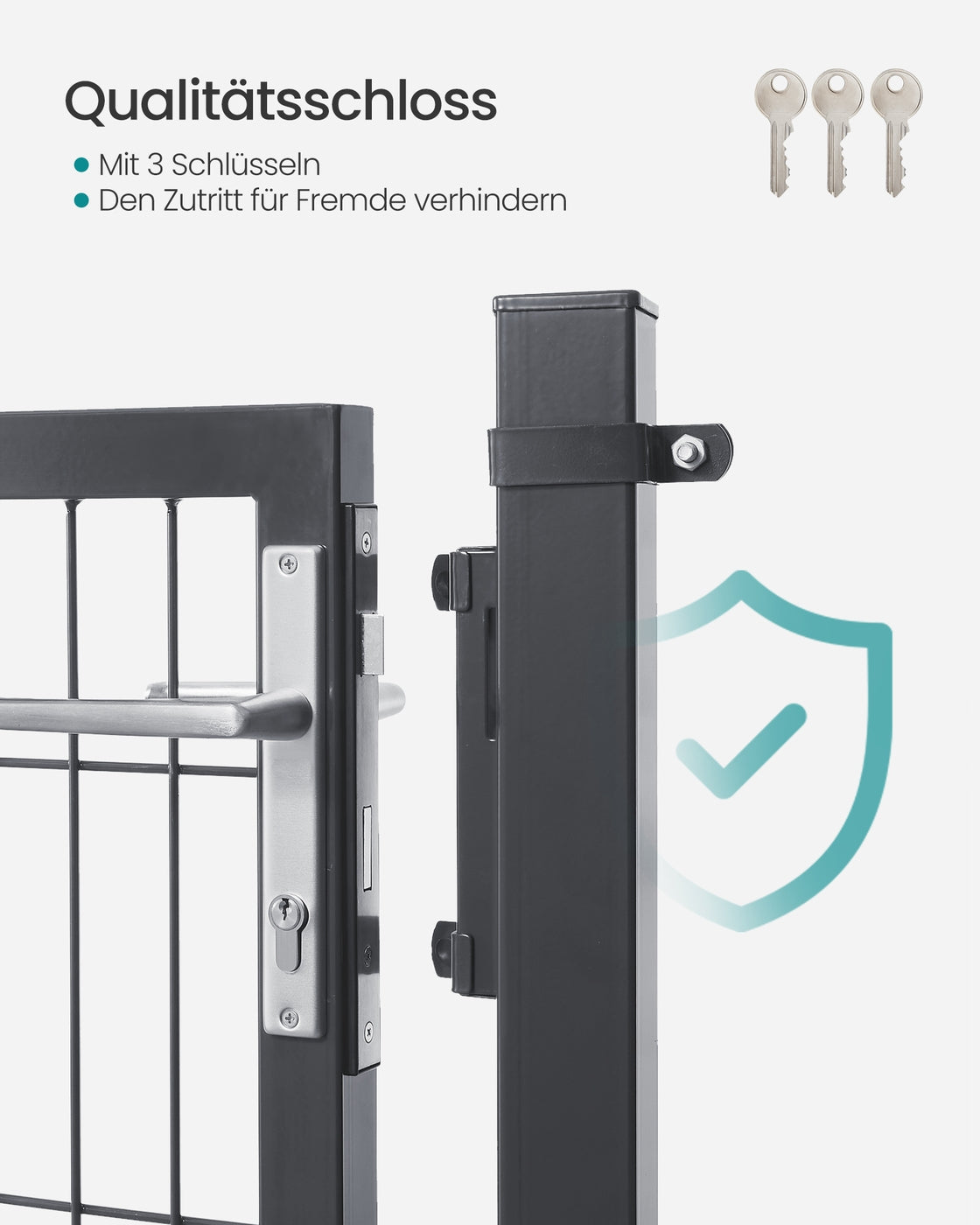Abschließbares Gartentor 106x180 - Verzinkter Stahl - Mit Schlüsselschloss Und Aluminiumzylinder