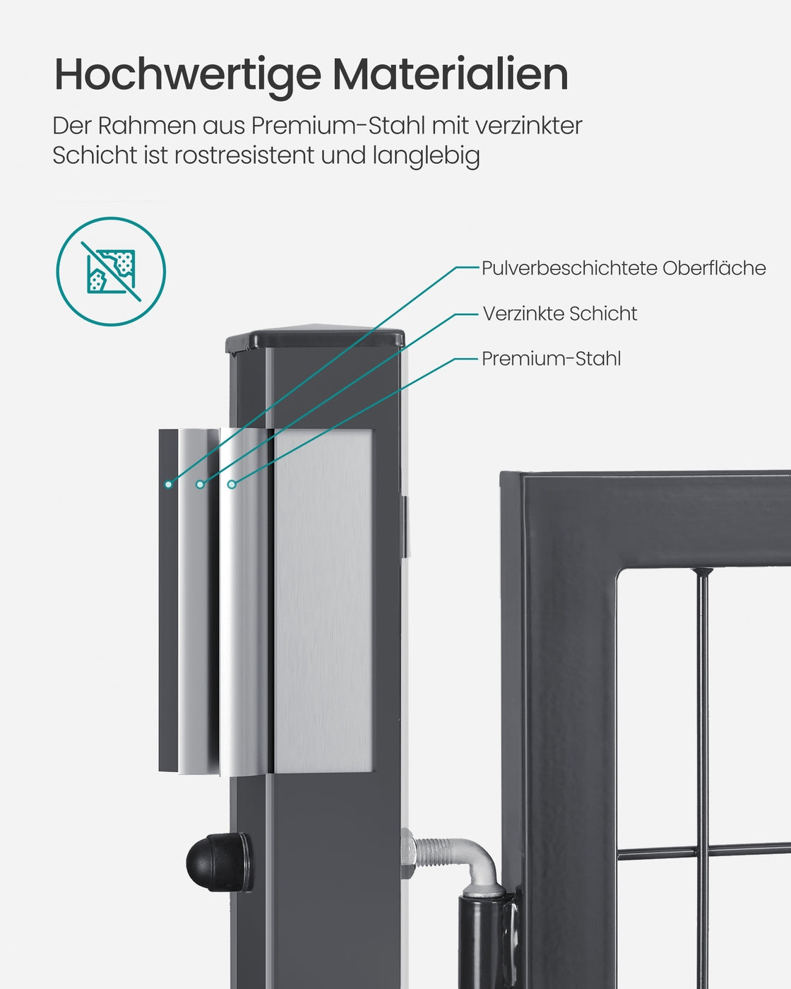 Abschließbares Gartentor 106x180 - Verzinkter Stahl - Mit Schlüsselschloss Und Aluminiumzylinder