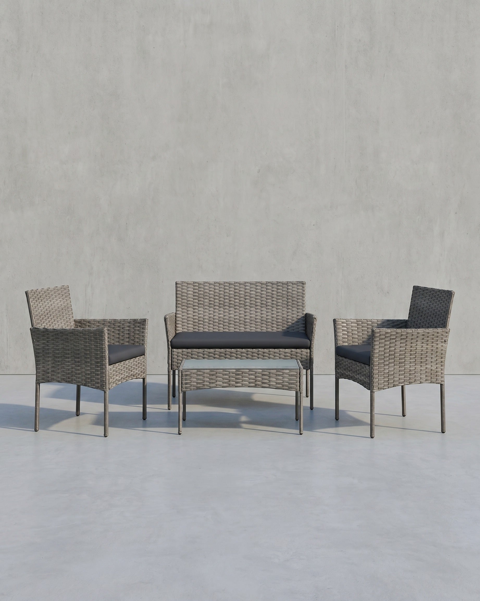 Gartenset Polyrattan - 2 Stühle Mit Tisch - Für Terrasse Oder Balkon