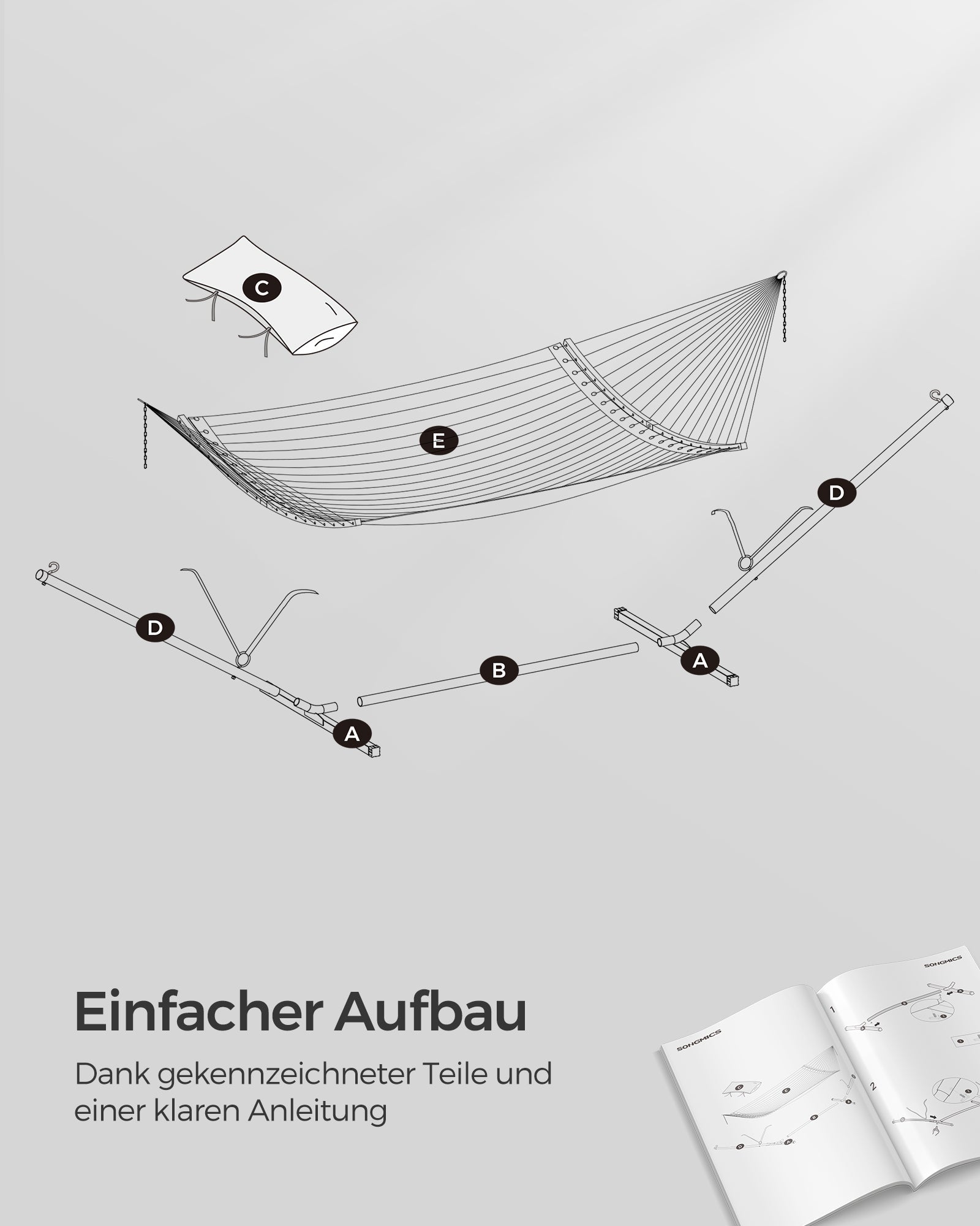 Hängematte – Metallgestell – Inklusive Kissen – Tragkraft Bis 200 kg – Maße Gestell 400 x 100 x 90 cm