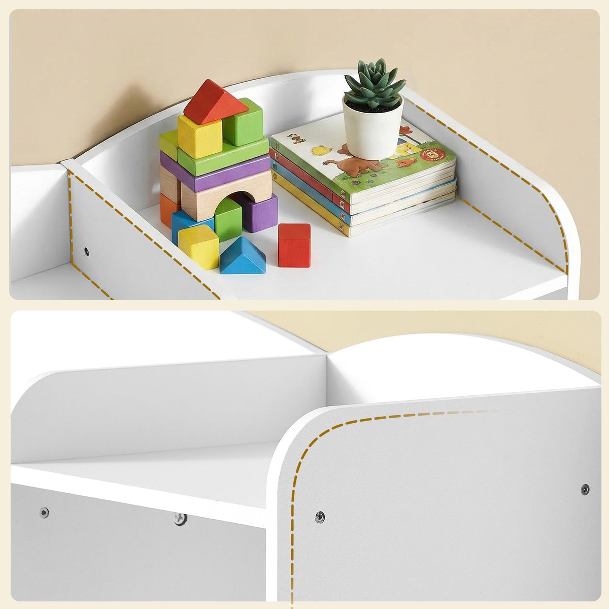 Kinderschrank Mit 4 Offenen Fächern - Mit 9 Mittleren Und 2 Seitlichen Boxen - Für Spielzeug