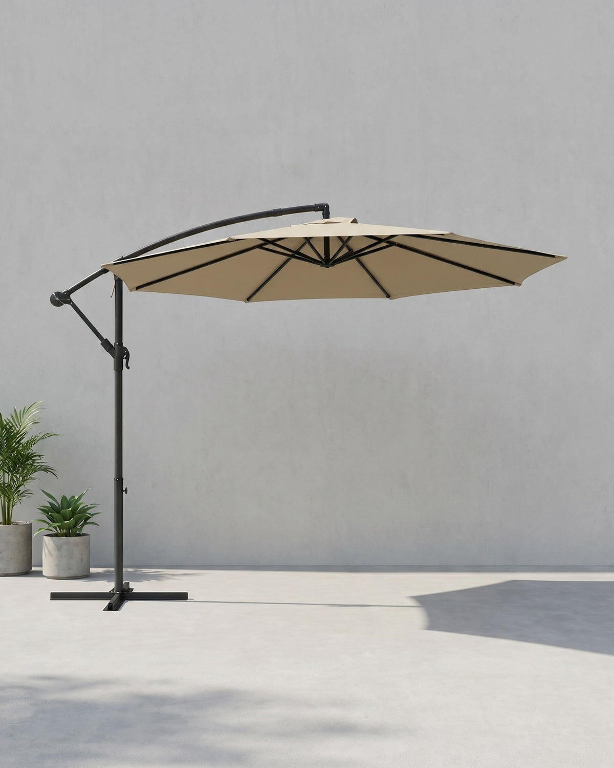 Freiarmschirm mit Ständer – Gartenschirm mit UV-Schutz UPF 50+ – mit Kurbel – für Balkon, Terrasse und Garten