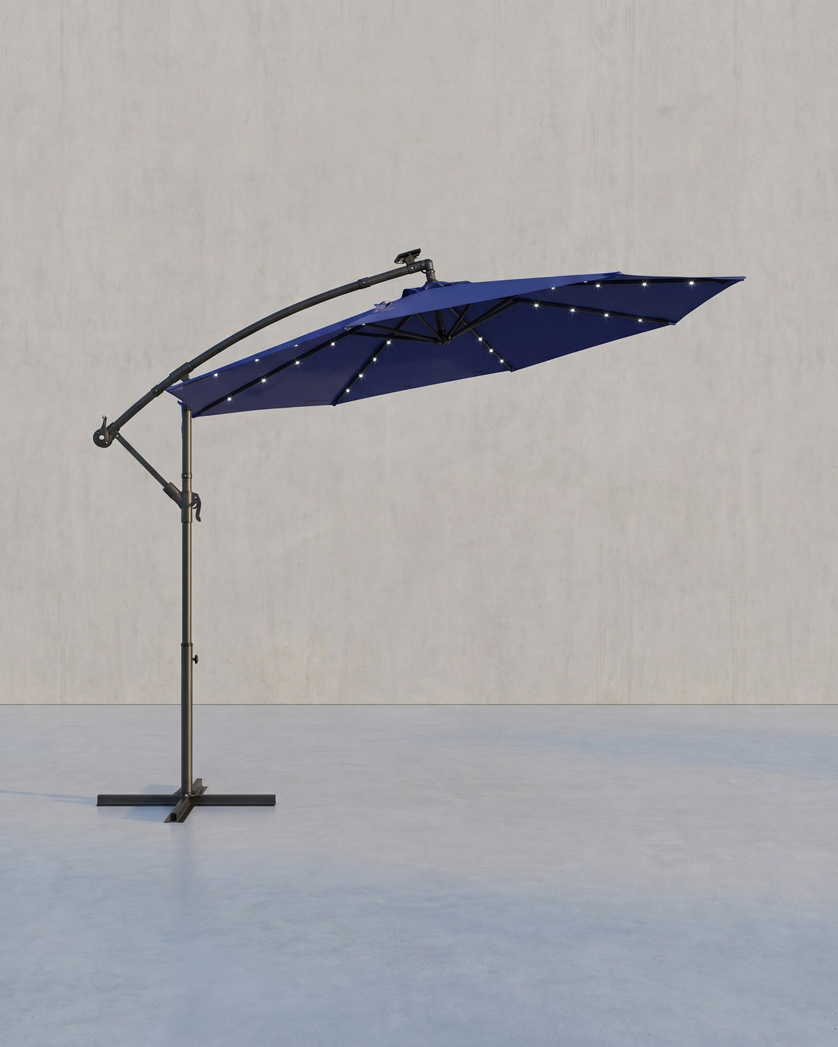 Ampelschirm Ø300 cm mit LED-Beleuchtung - Verstellbar - Solarenergie