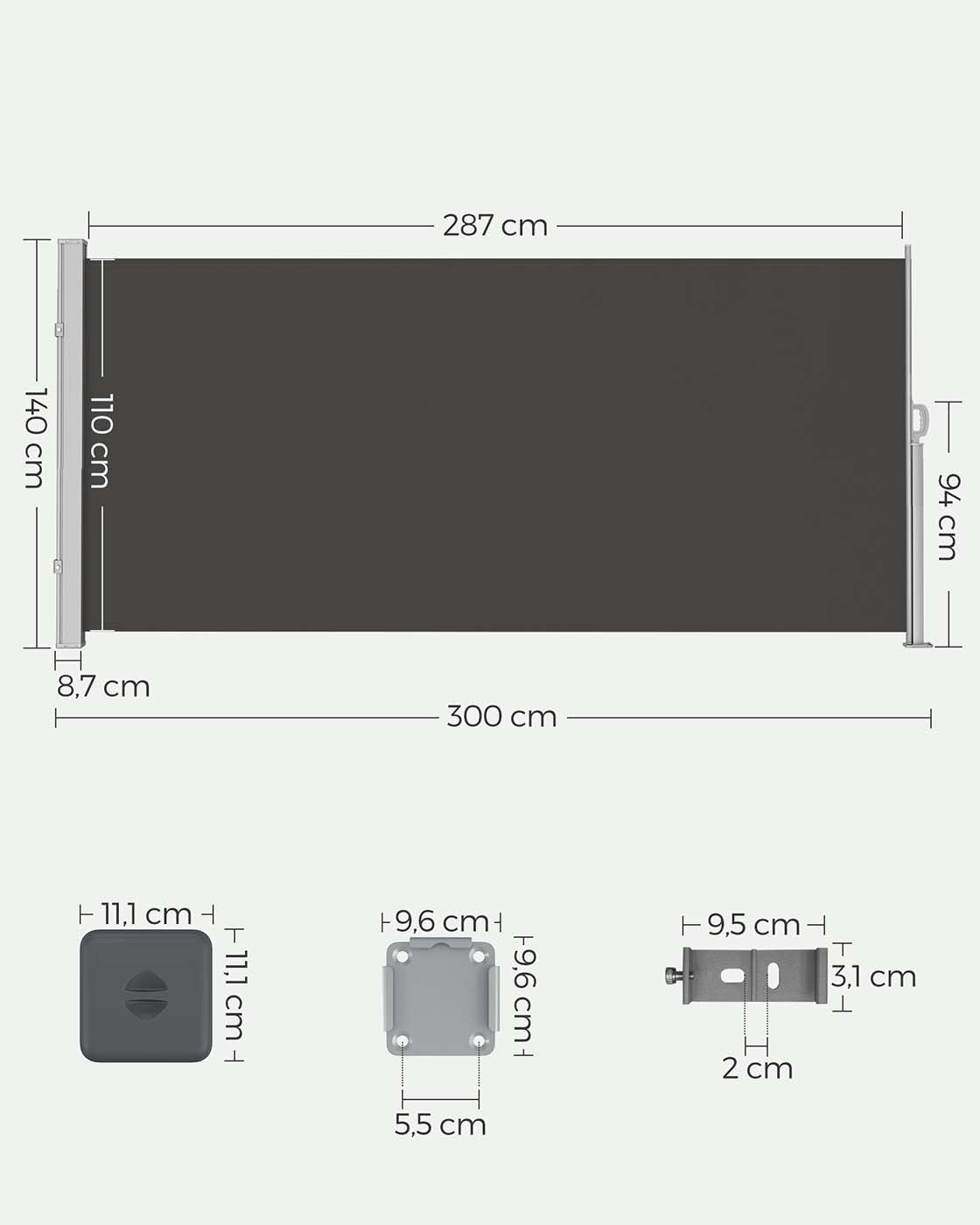 Gartensichtschutz 140 cm hoch - Ausziehbarer Balkonsichtschutz - Sonnenschutz