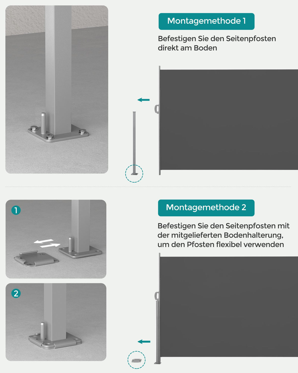 Gartensichtschutz 140 cm hoch - Ausziehbarer Balkonsichtschutz - Sonnenschutz