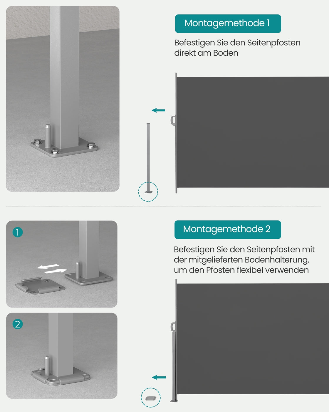 Seitenmarkise - Mit Stahlkassette - Anthrazit - Für Balkon Oder Terrasse