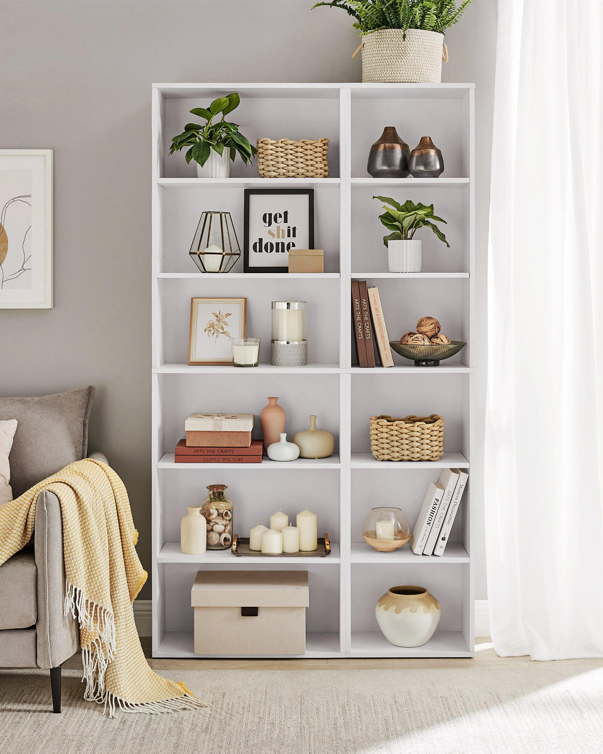 Bücherregal mit verstellbaren Regalböden – Skandinavisches Design – Weiß – 60 cm breit