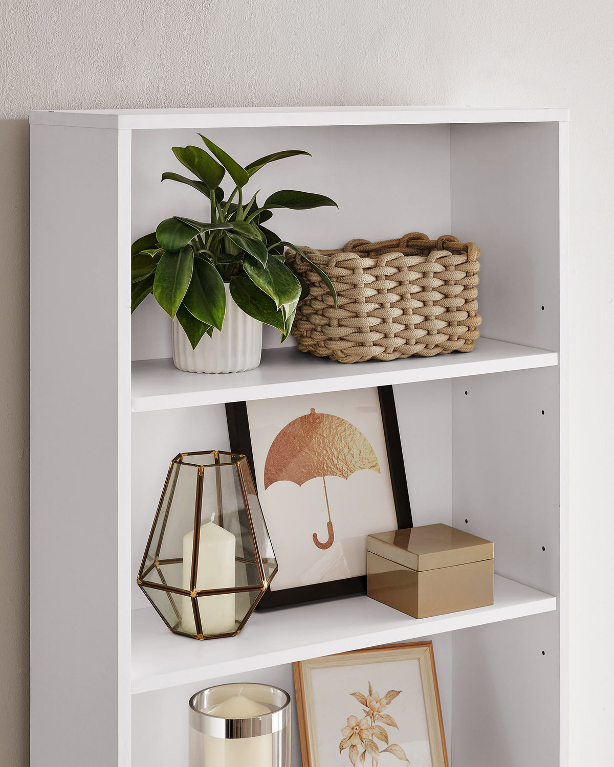 Bücherregal mit verstellbaren Regalböden – Skandinavisches Design – Weiß – 60 cm breit