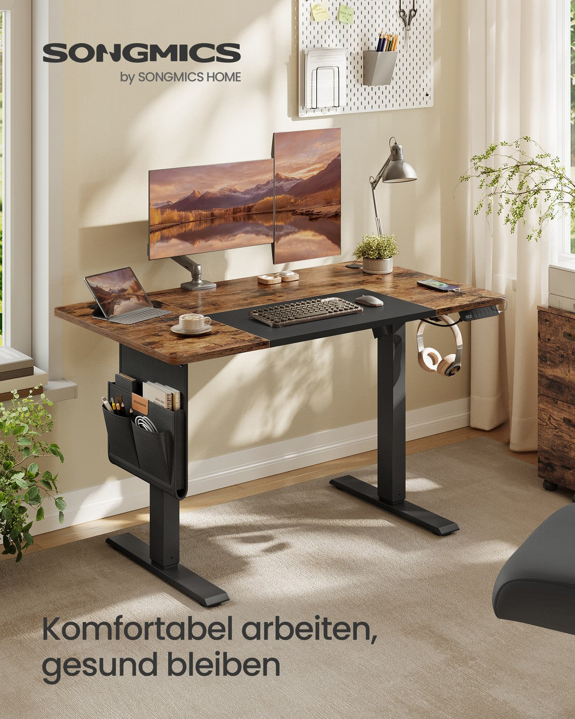 Elektrisch höhenverstellbarer Schreibtisch – 4 Speicherplätze – USB-C-Schnellladefunktion – 120 bis 180 x 80 cm