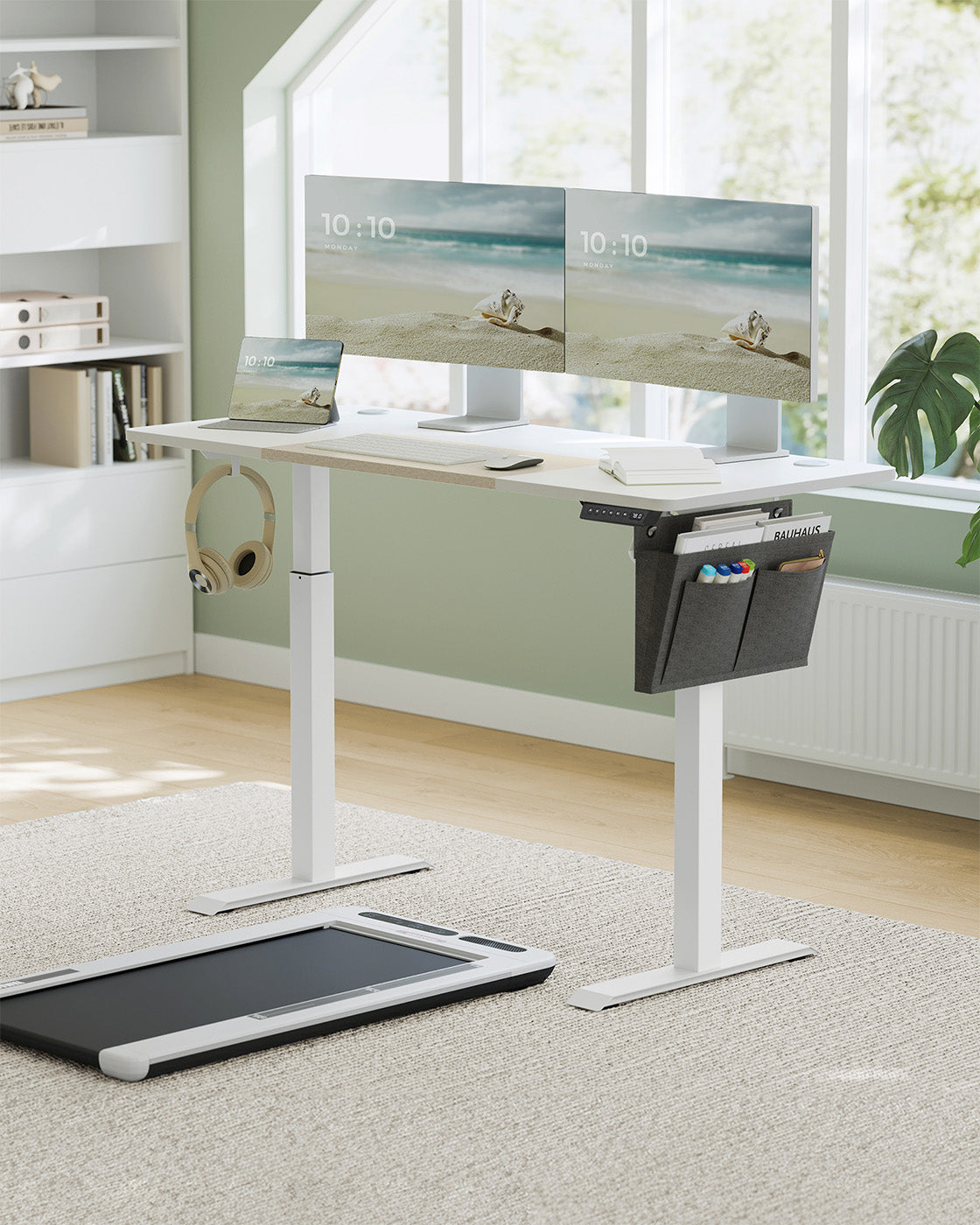 Komplettes Arbeitsplatz-Budget – Elektrischer Sitz-Steh-Schreibtisch + ergonomischer Bürostuhl – Höhenverstellbarer Schreibtisch – Heimarbeitsplatz