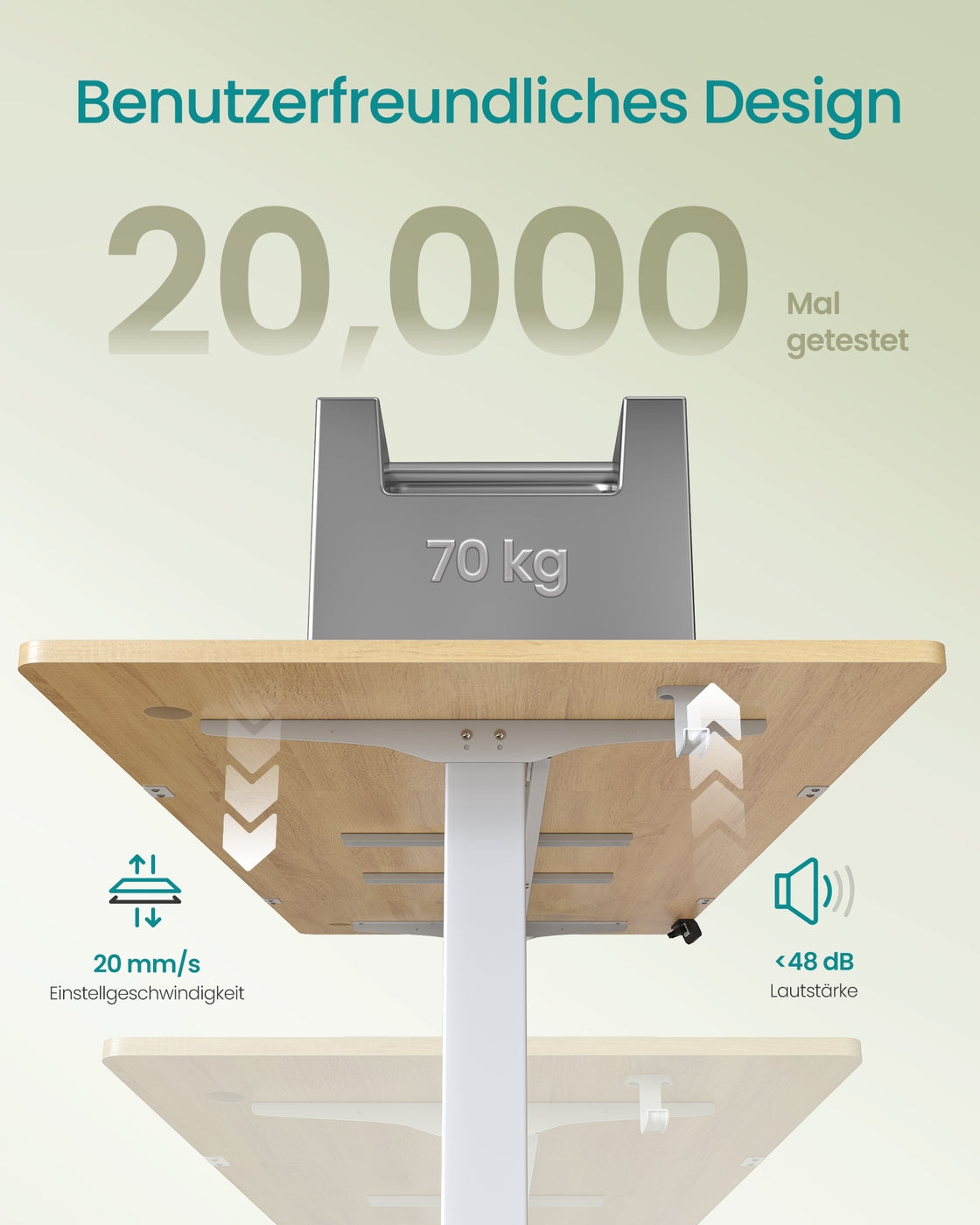 Elektrisch höhenverstellbarer Schreibtisch – 4 Speicherplätze – USB-C-Schnellladefunktion – 120 bis 180 x 80 cm