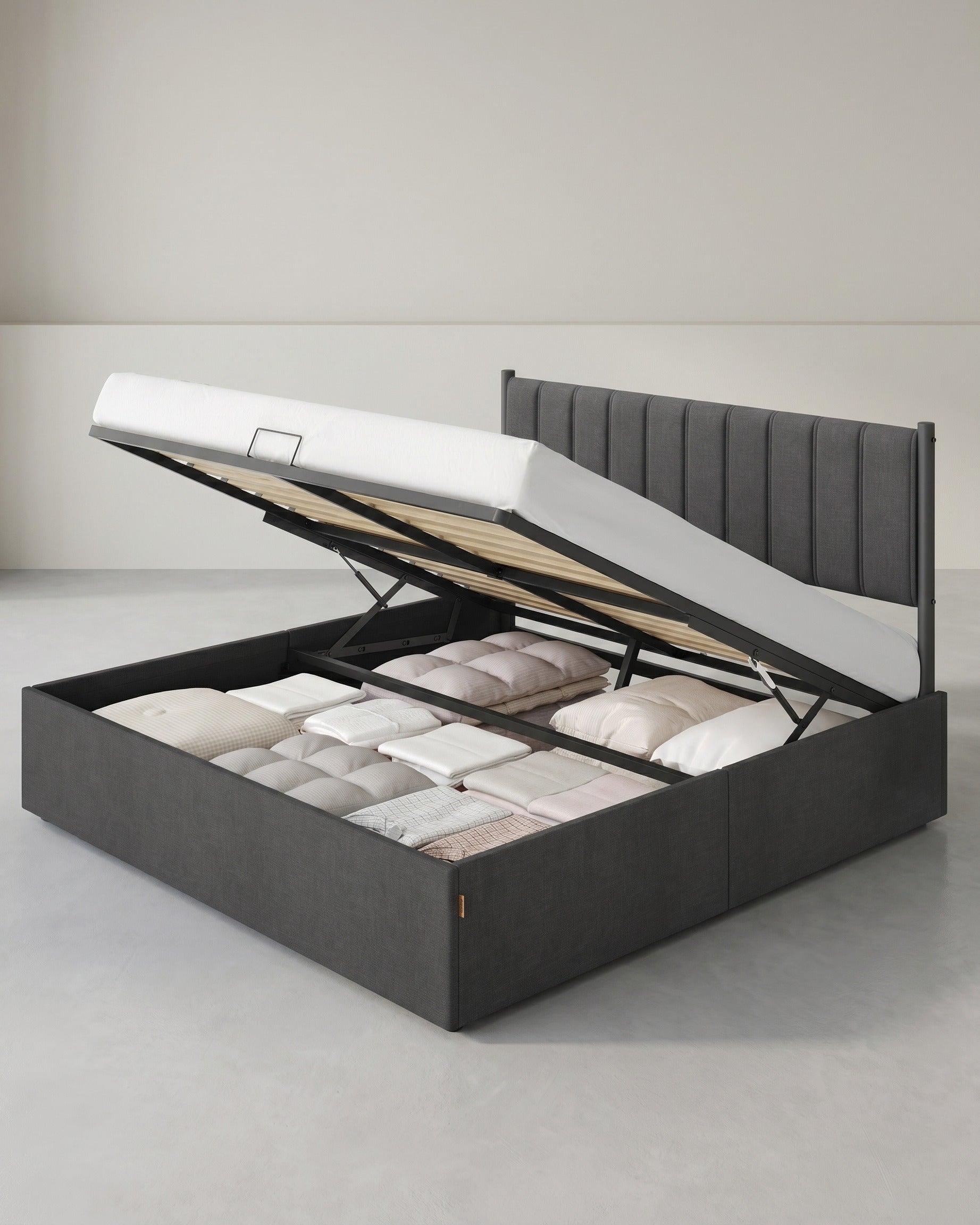 Doppelbett-Bettgestell Mit Bettkasten - Gepolstertes Kopfteil - Belastbar Bis 500 Kg