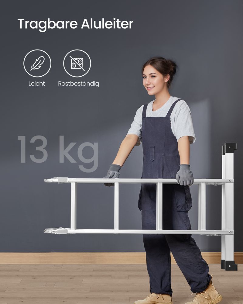 Aluminium Klappleiter - Multifunktionsleiter - 6-in-1 Trittleiter - 150 kg Tragkraft