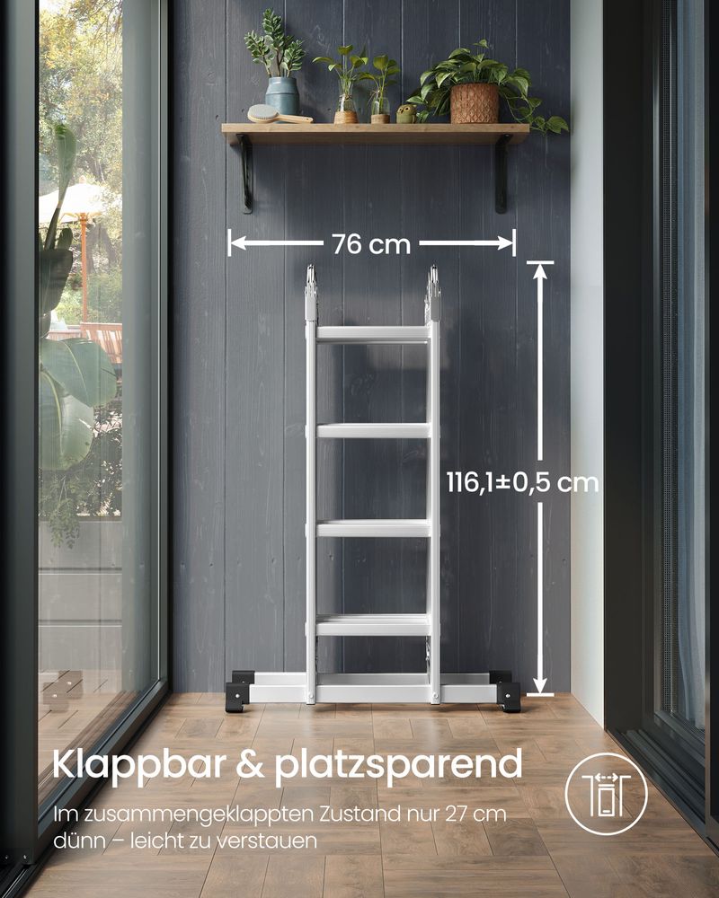 Aluminium Klappleiter - Multifunktionsleiter - 6-in-1 Trittleiter - 150 kg Tragkraft