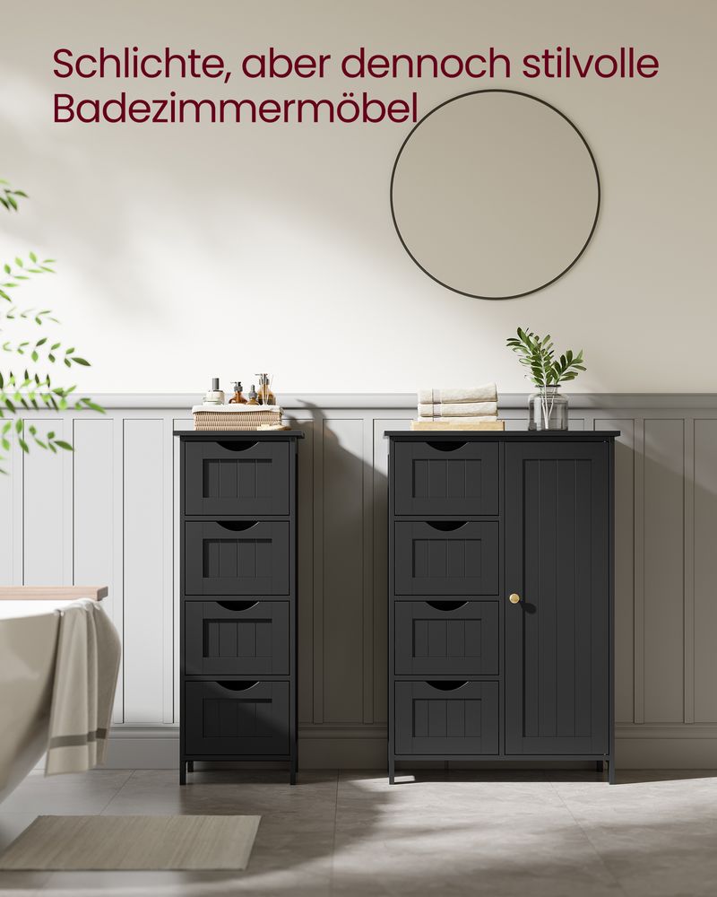 Badezimmerschrank - Kommode - Aufbewahrungsschrank mit Tür und Schubladen - 55 x 30 x 82 cm