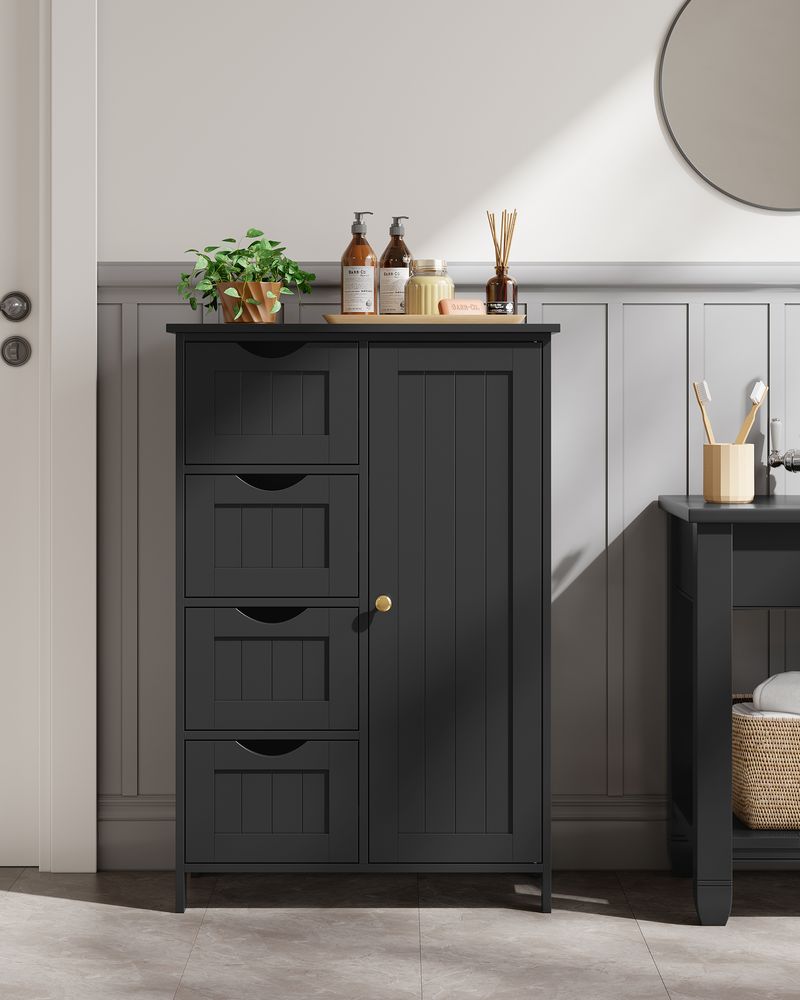 Badezimmerschrank - Kommode - Aufbewahrungsschrank mit Tür und Schubladen - 55 x 30 x 82 cm