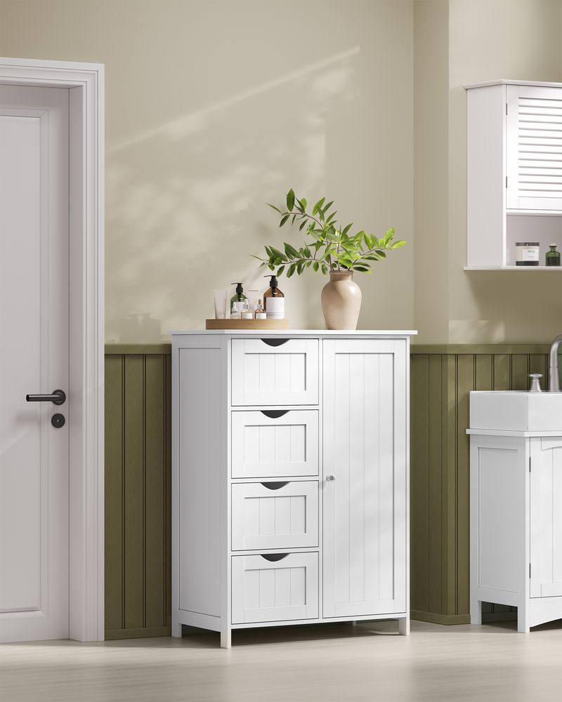 Badezimmerschrank - Kommode - Aufbewahrungsschrank mit Tür und Schubladen - 55 x 30 x 82 cm