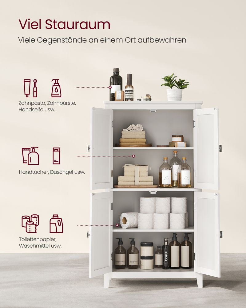 Badezimmerschrank mit Ober- und Unterschränken – Großzügiger Stauraum und verstellbare Einlegeböden