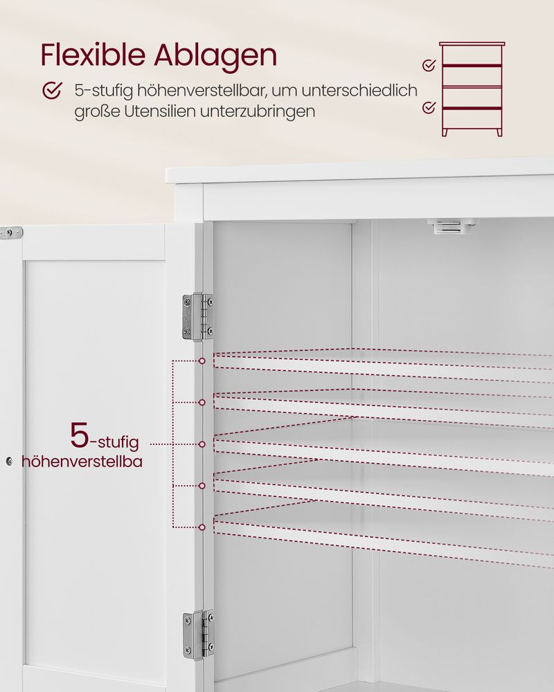 Badezimmerschrank mit Ober- und Unterschränken – Großzügiger Stauraum und verstellbare Einlegeböden