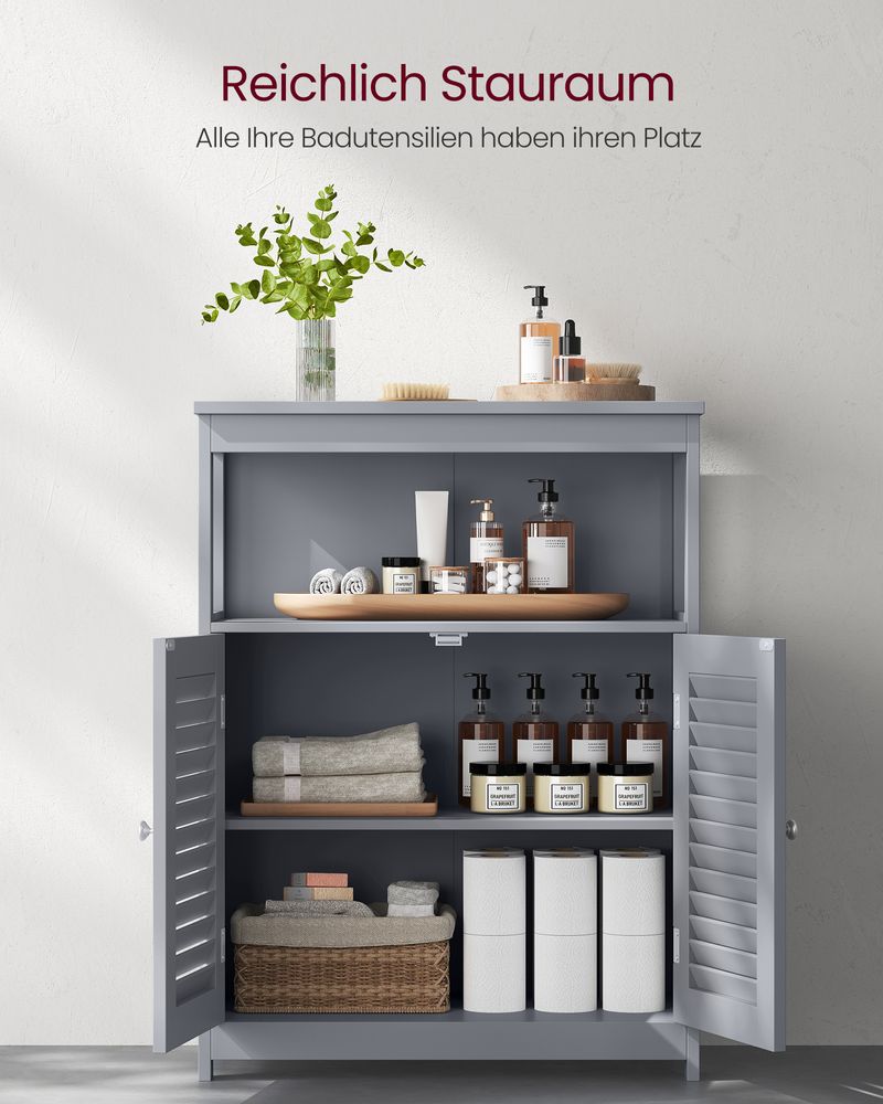 Badezimmerschrank mit Lamellentüren – feuchtigkeitsbeständig und praktisch
