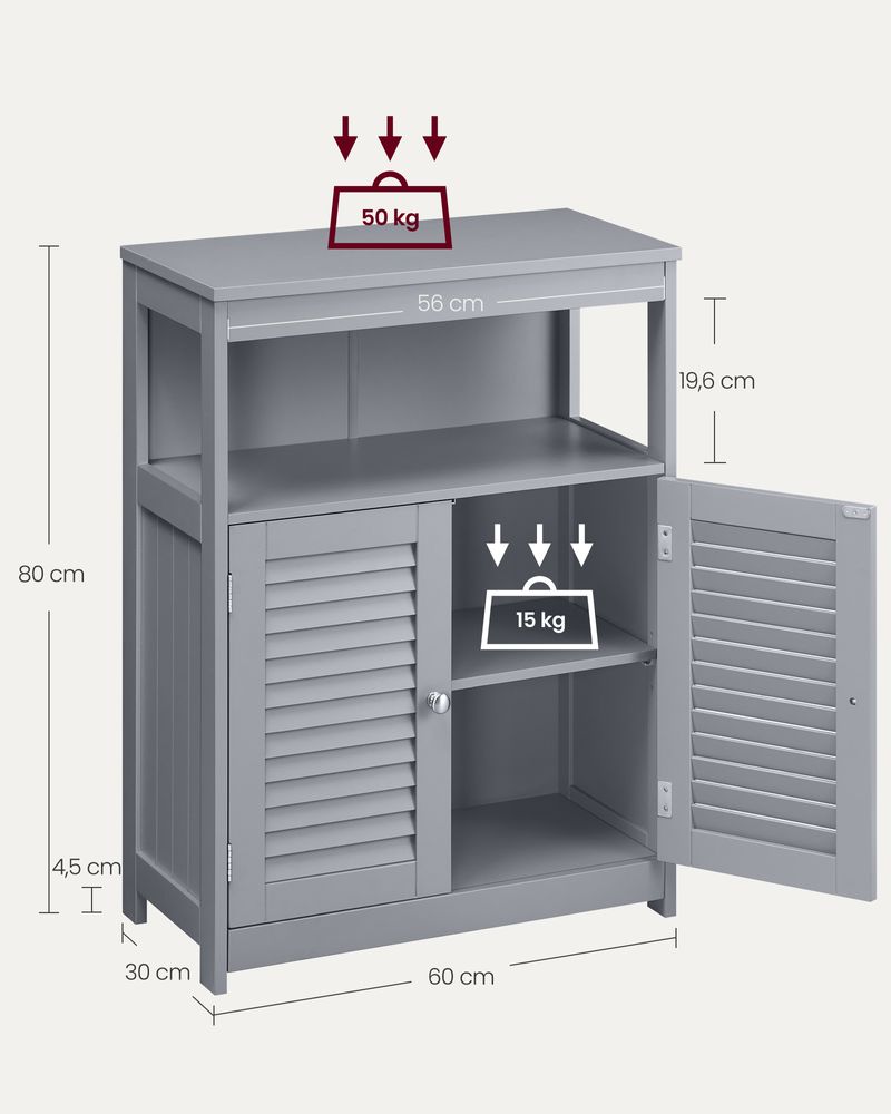 Badezimmerschrank mit Lamellentüren – feuchtigkeitsbeständig und praktisch