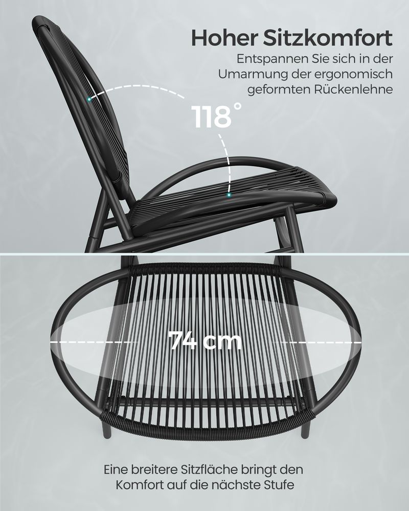 Balkonmöbel Set - 3er Set mit Tisch und 2 Stühlen - Balkonset - Gartenset