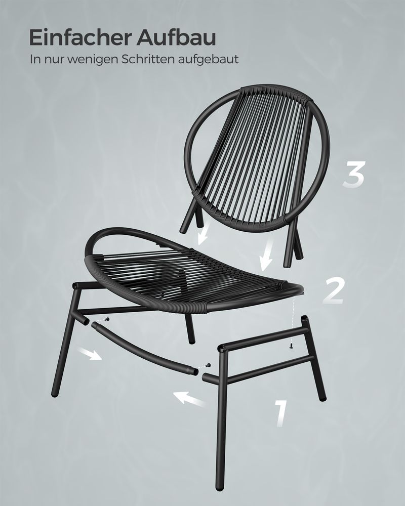 Balkonmöbel Set - 3er Set mit Tisch und 2 Stühlen - Balkonset - Gartenset