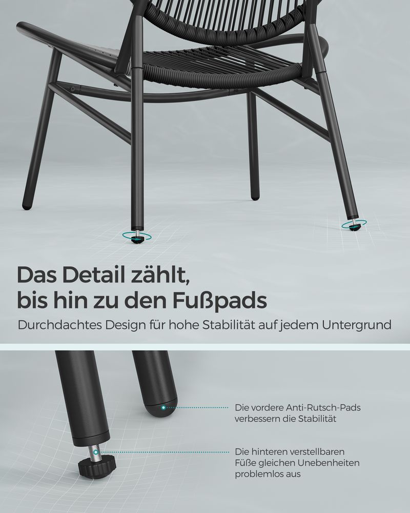 Balkonmöbel Set - 3er Set mit Tisch und 2 Stühlen - Balkonset - Gartenset
