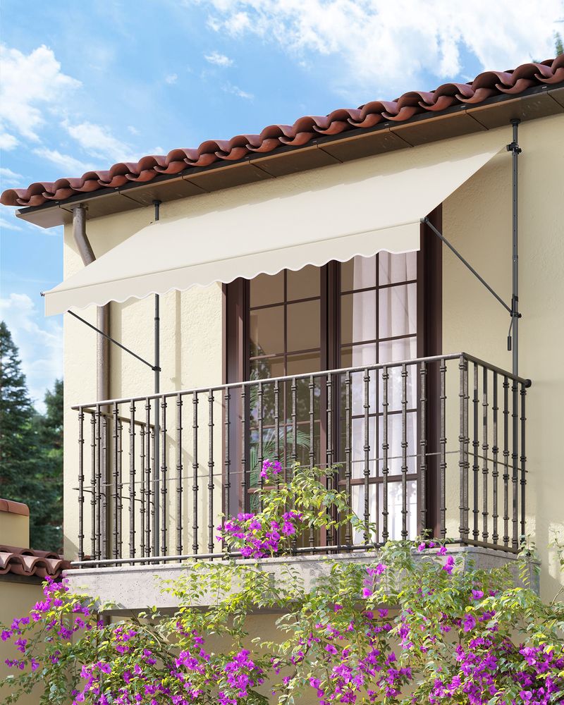 Balkonmarkise 300 x 130 cm - Höhenverstellbare Klemmmarkise - Montagefrei