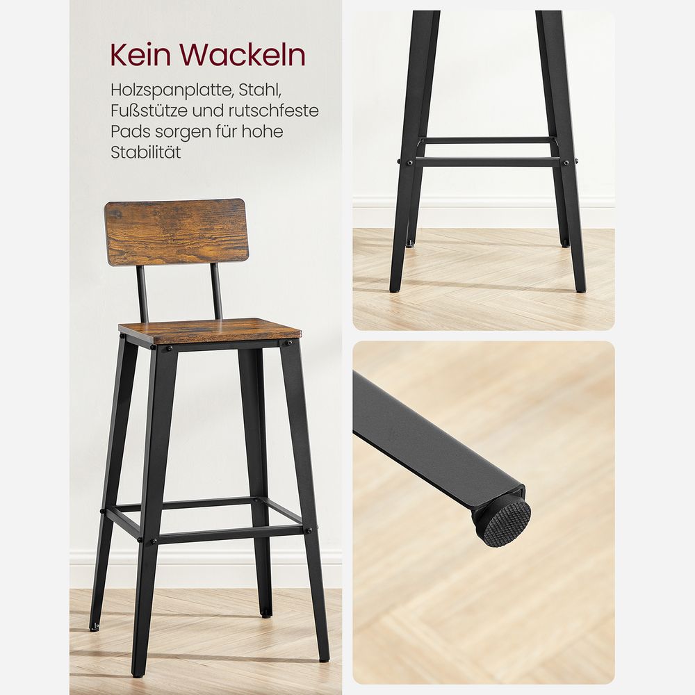 Barhocker mit Rückenlehne - 2er oder 4er Set