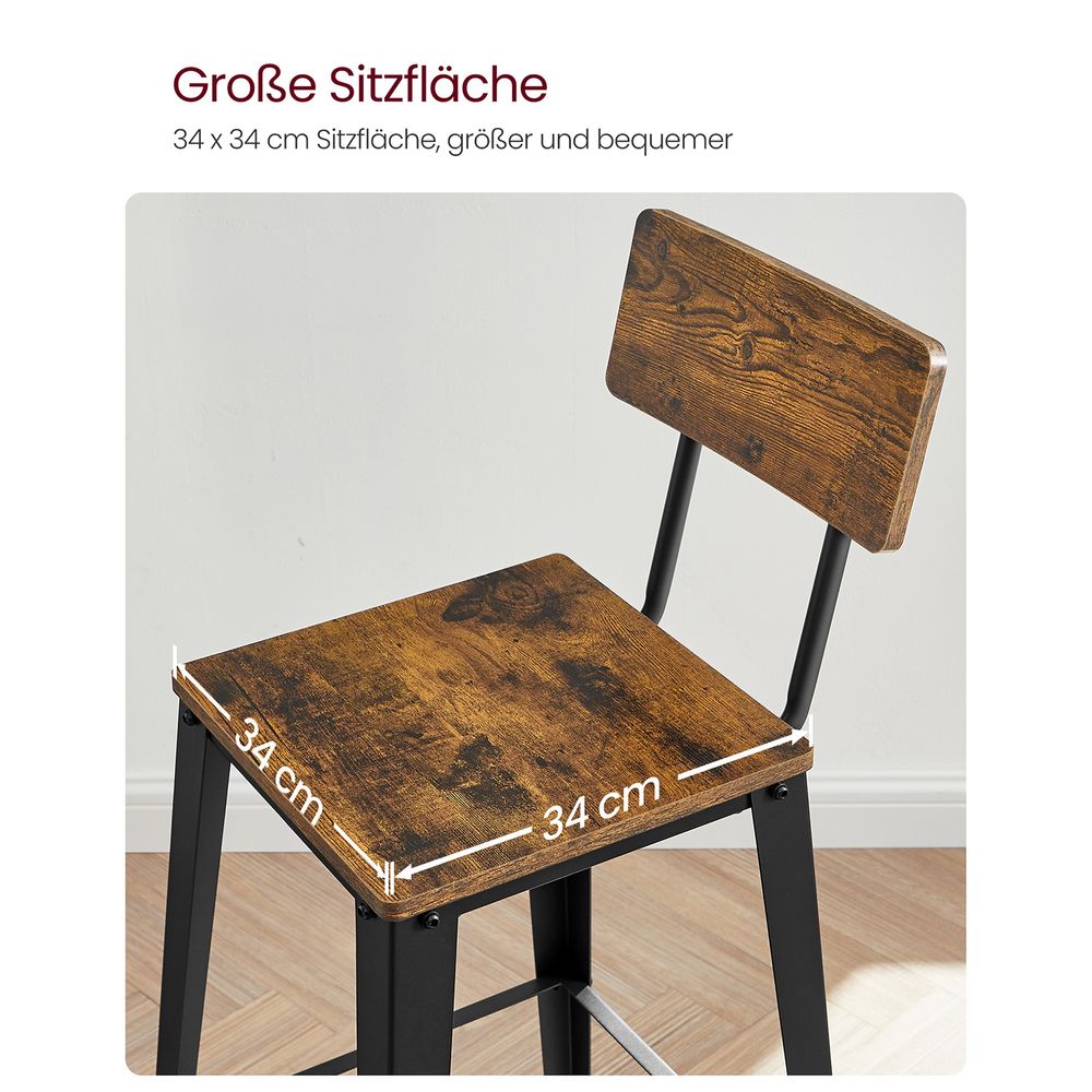 Barhocker mit Rückenlehne - 2er oder 4er Set