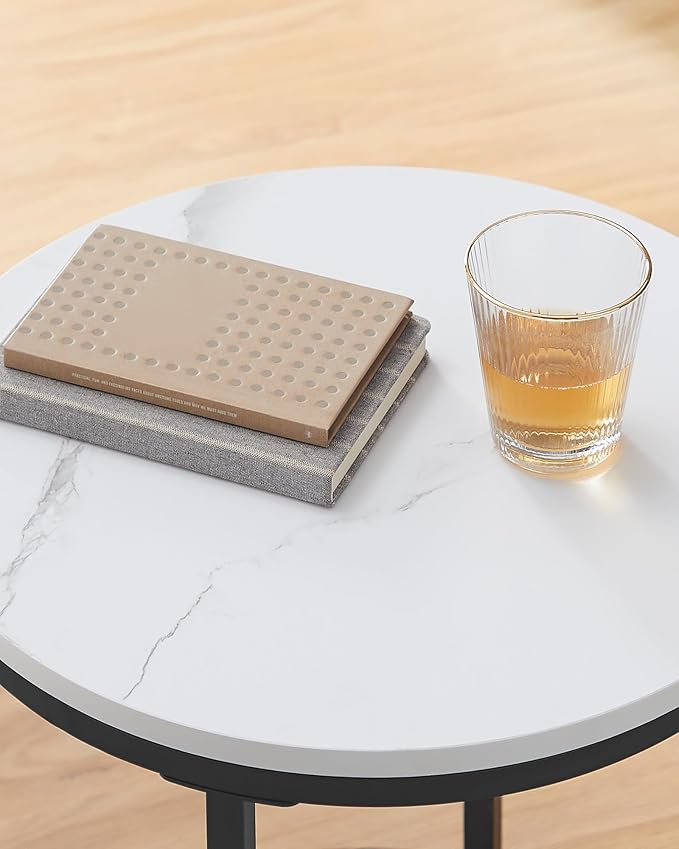 Beistelltisch Marmoroptik - Nachttisch mit 2 Ebenen - Gehärtetes Glas - Wohnzimmer - Schlafzimmer