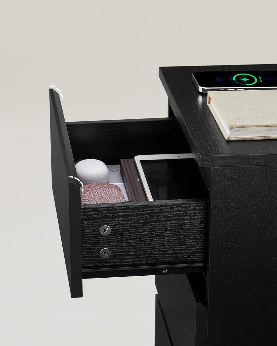 Beistelltisch mit Ladestation - Nachttisch mit USB-Anschluss - Schrank mit Steckdose