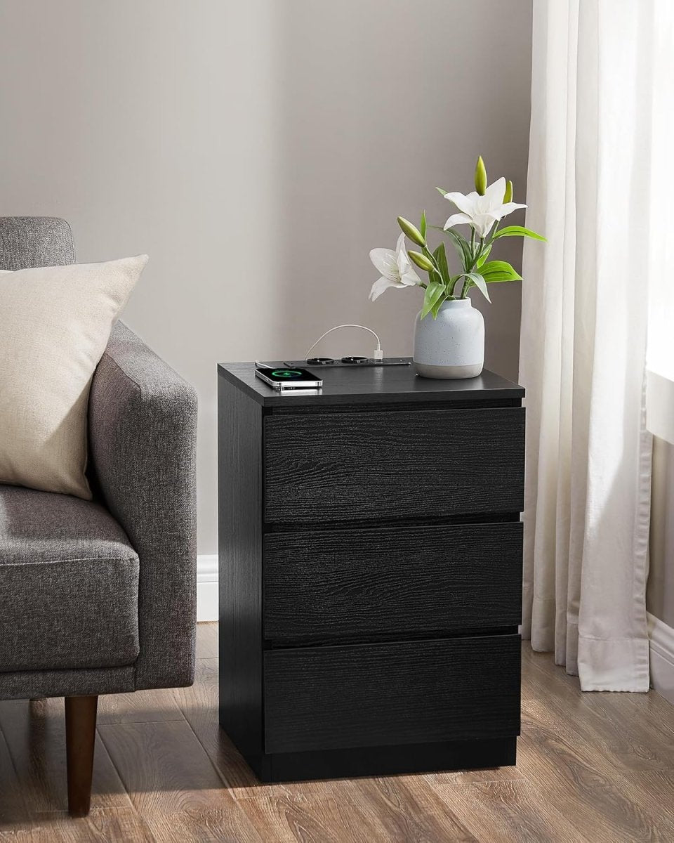 Beistelltisch mit Ladestation - Nachttisch mit USB-Anschluss - Schrank mit Steckdose