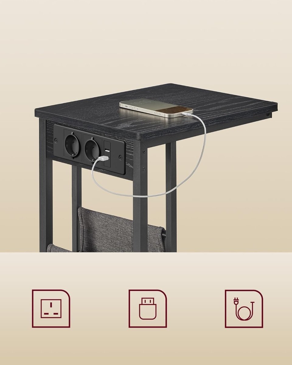 Beistelltisch mit Steckdose - Laptoptisch - C-Form