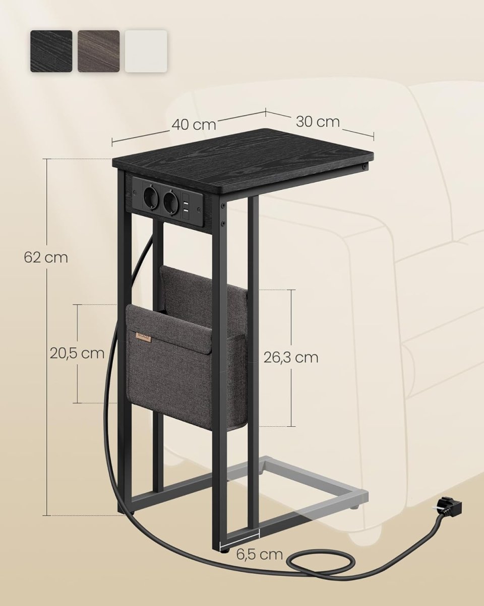 Beistelltisch mit Steckdose - Laptoptisch - C-Form