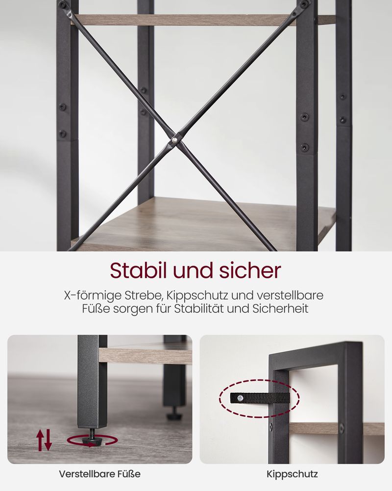 Industrielles Bücherregal - 6 Ebenen - Stabiler Metallrahmen