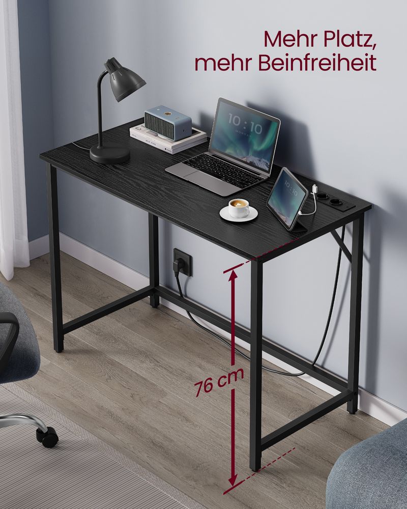 Kompakter Gaming- und Computertisch mit LED-Beleuchtung und Steckdosen