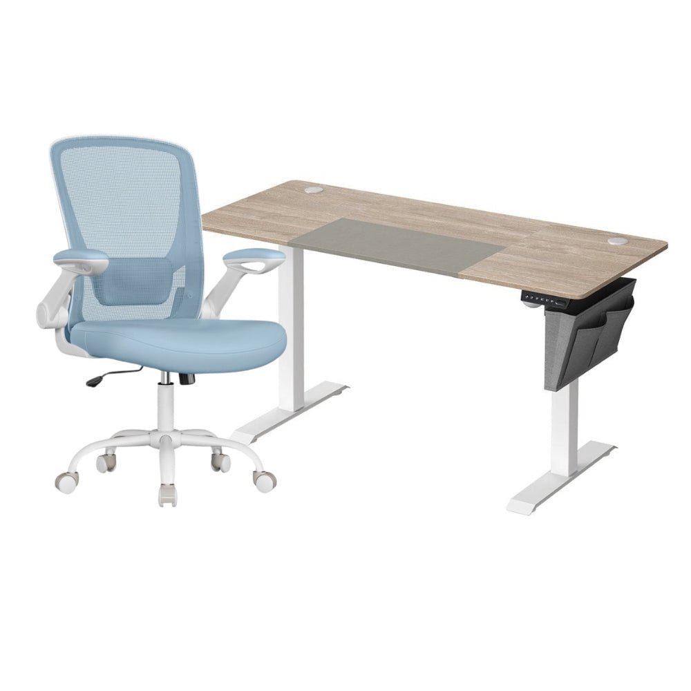 Komplettes Arbeitsplatz-Budget – Elektrischer Sitz-Steh-Schreibtisch + ergonomischer Bürostuhl – Höhenverstellbarer Schreibtisch – Heimarbeitsplatz