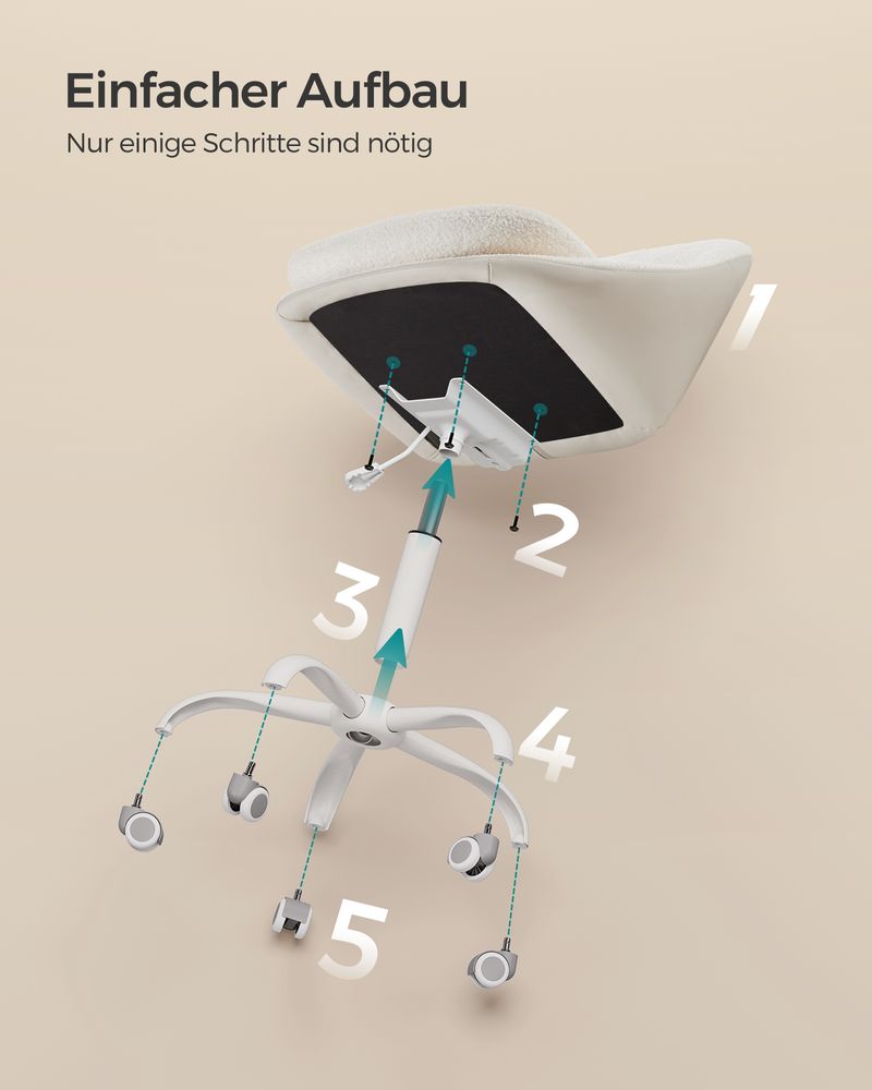 Drehstuhl ohne Armlehnen - Kompakter Bürostuhl - 360° verstellbarer Stuhl
