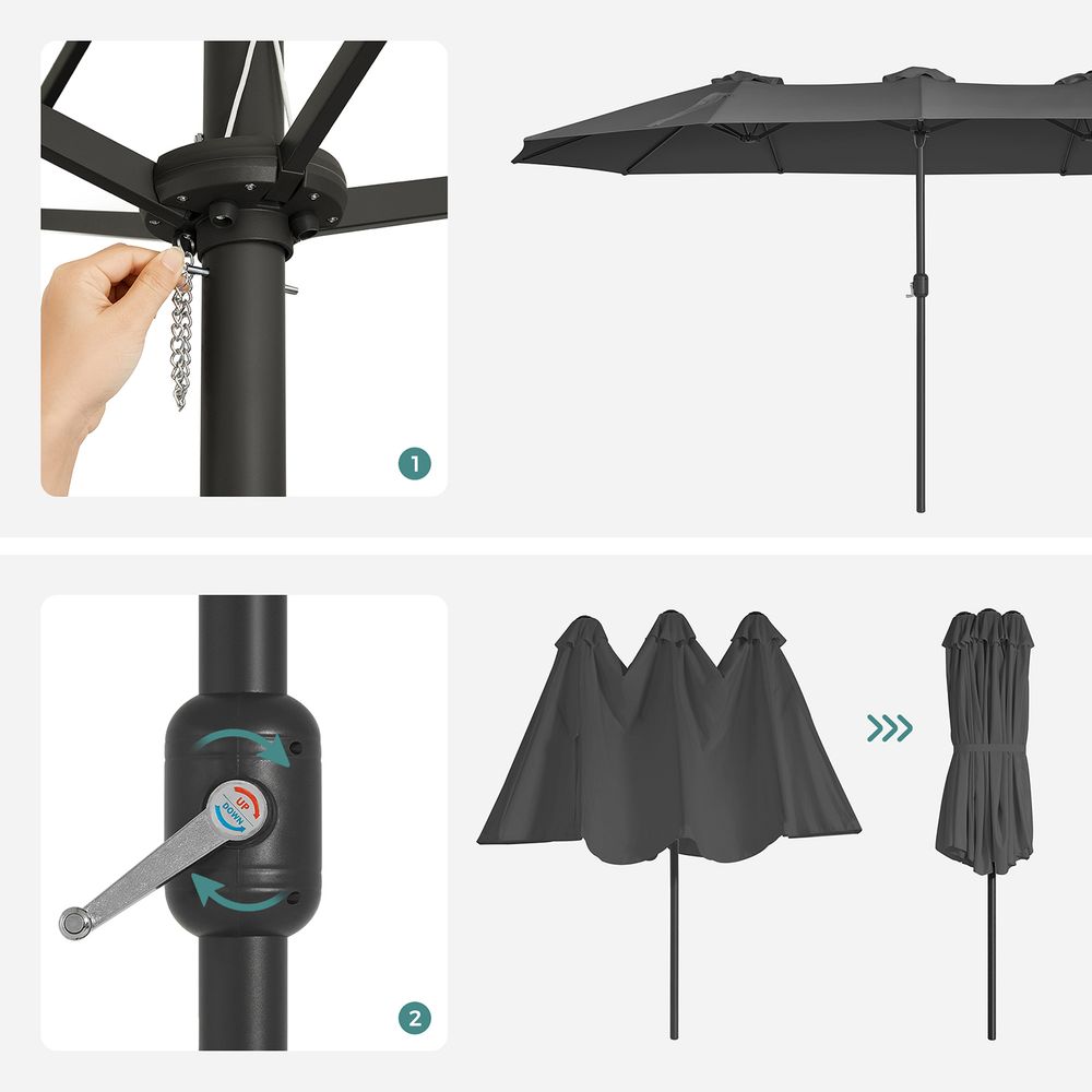 Doppelsonnenschirm 460 x 270 cm – Extra groß mit UV-Schutz und Kurbel