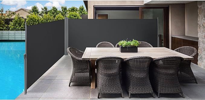 Doppelte Gartenmarkise - Ausziehbare Seitenmarkise - Windschutz - Balkon - Garten - 6 Meter