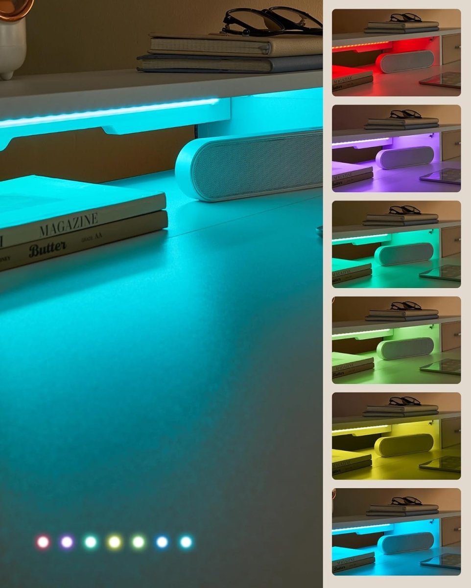 Elektrischer Stehtisch mit LED - Gaming-Schreibtisch - Mit Steckdose & USB-Anschluss