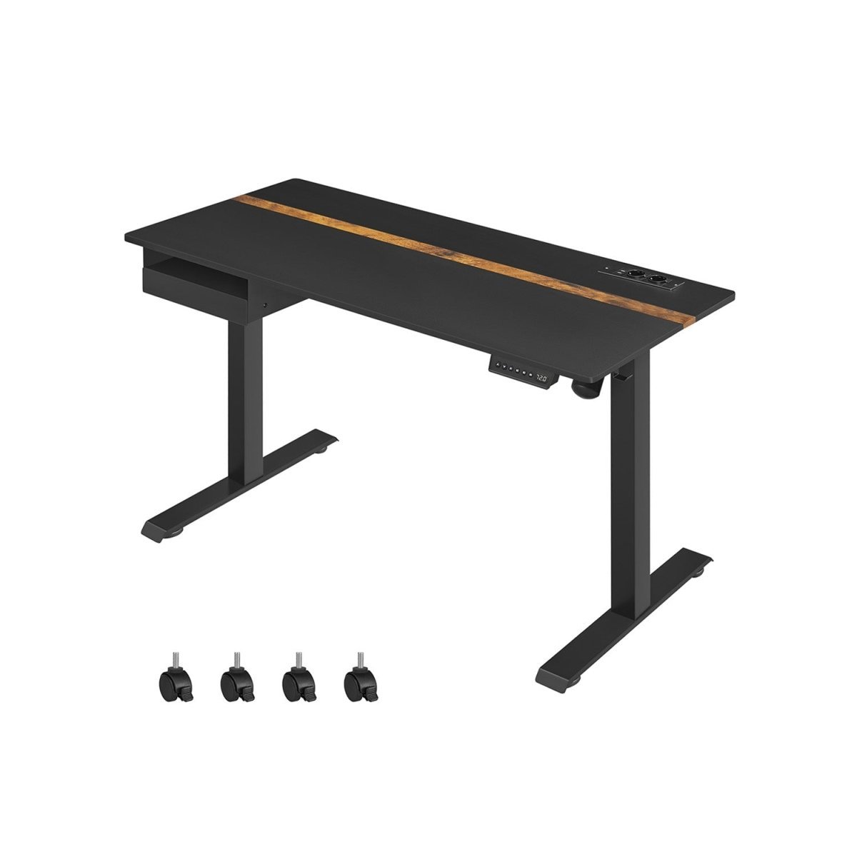 Elektrische Sta Bureau met Geheugenfunctie - Stopcontact - met Lade en Haken - Zit Sta Bureau - De Vries Meubels