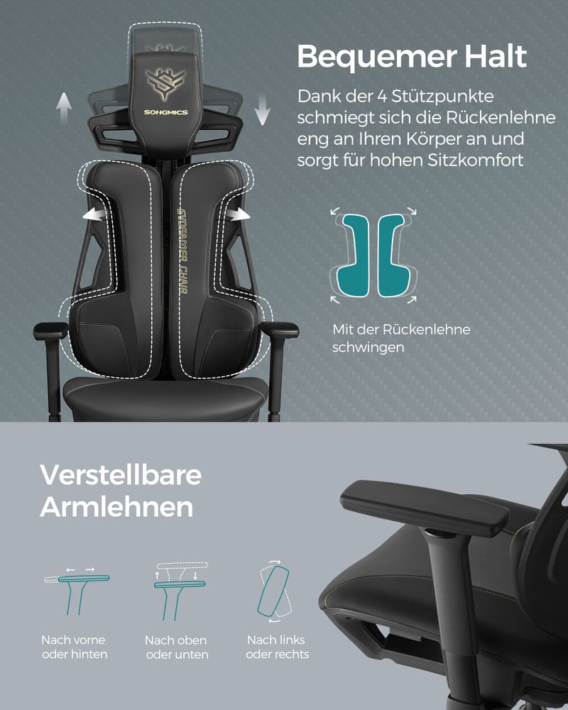 Elite Gaming 2.0 Ergonomischer Gaming-Stuhl – Vollständig verstellbarer Gaming-Stuhl – Gaming-Stuhl