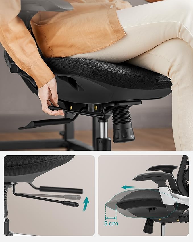Ergonomischer Bürostuhl Ergo Elite 2.0 – stufenlos verstellbar – 6-teilige TPR-Lendenwirbelstütze – Tragkraft bis 150 kg