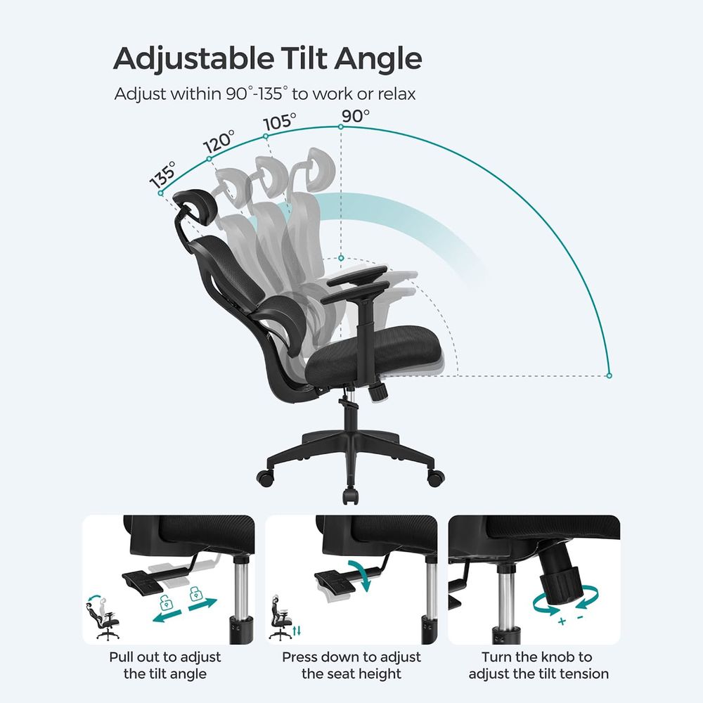 Ergonomischer Bürostuhl - Bürostuhl mit Netzrückenlehne - Atmungsaktiv