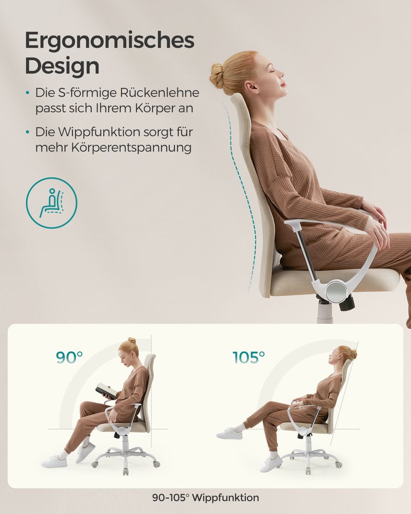 Ergonomischer Bürostuhl mit bequemer Stoffpolsterung